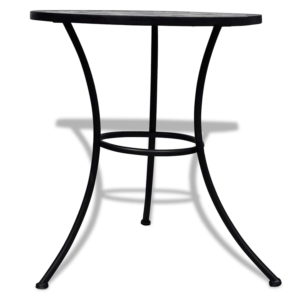 vidaXL Bistro Table Black and White 60 cm Mosaic - 60 x 70 cm