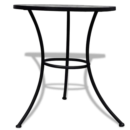 vidaXL Bistro Table Black and White 60 cm Mosaic - 60 x 70 cm