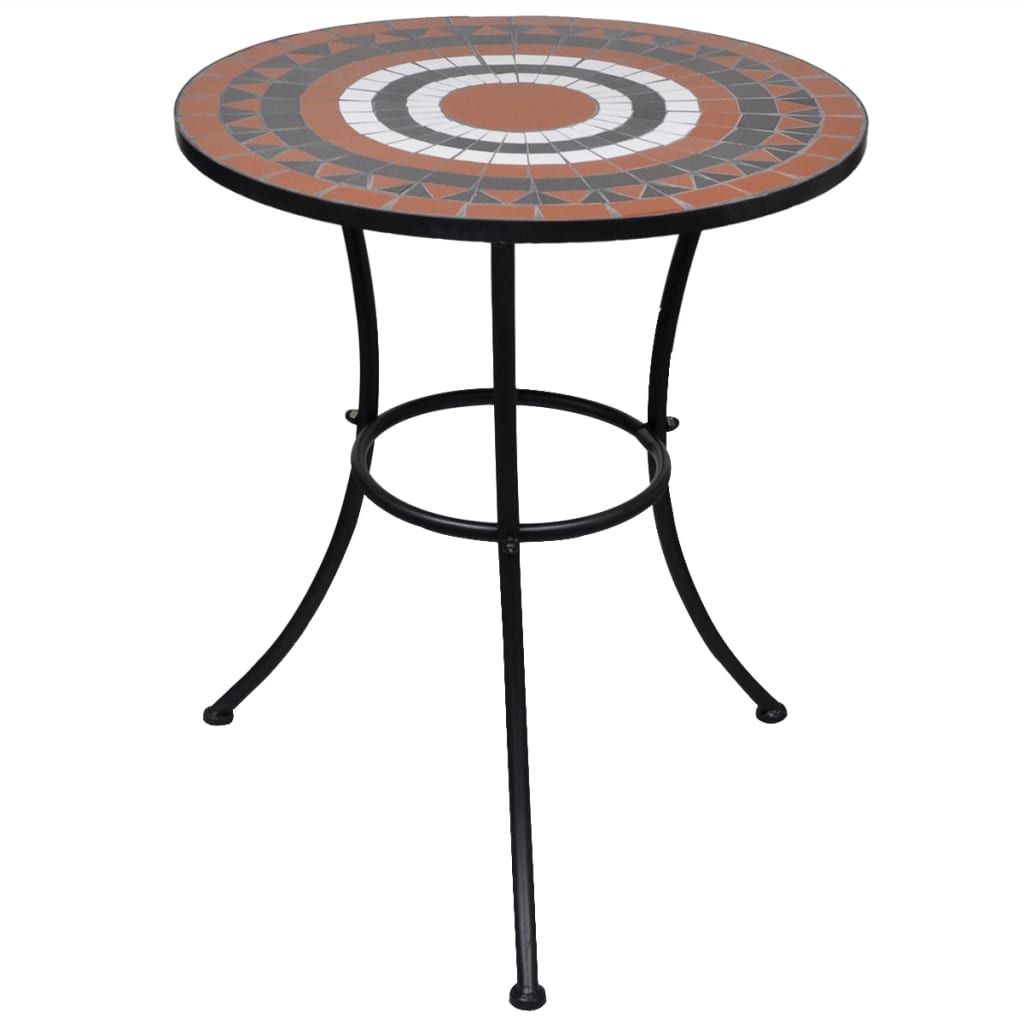 vidaXL Bistro Table Terracotta and White 60 cm Mosaic - 60 x 70 cm