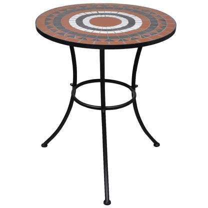 vidaXL Bistro Table Terracotta and White 60 cm Mosaic - 60 x 70 cm