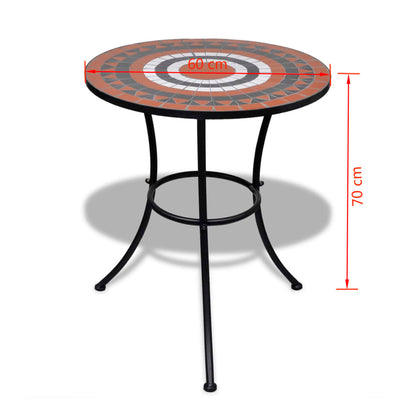 vidaXL Bistro Table Terracotta and White 60 cm Mosaic - 60 x 70 cm