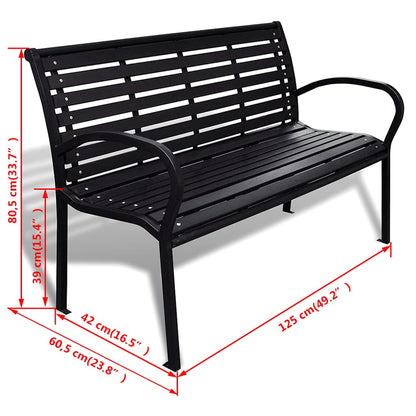 vidaXL Garden Bench 125 cm Steel and WPC Black