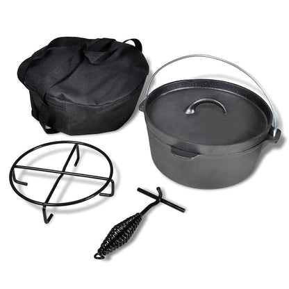vidaXL Dutch Oven 4.2 L including Accessories - Black - 30 x 27 x 15 cm