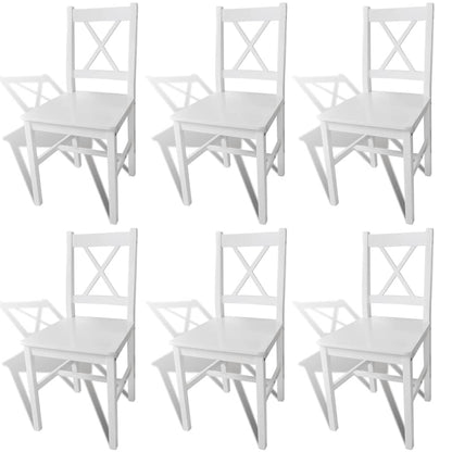 vidaXL Dining Chairs 6 pcs White Pinewood - 41.5 x 45.5 x 85.5 cm
