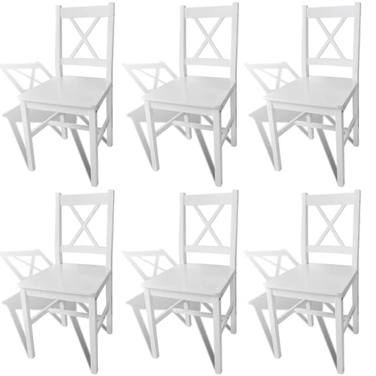 vidaXL Dining Chairs 6 pcs White Pinewood - 41.5 x 45.5 x 85.5 cm