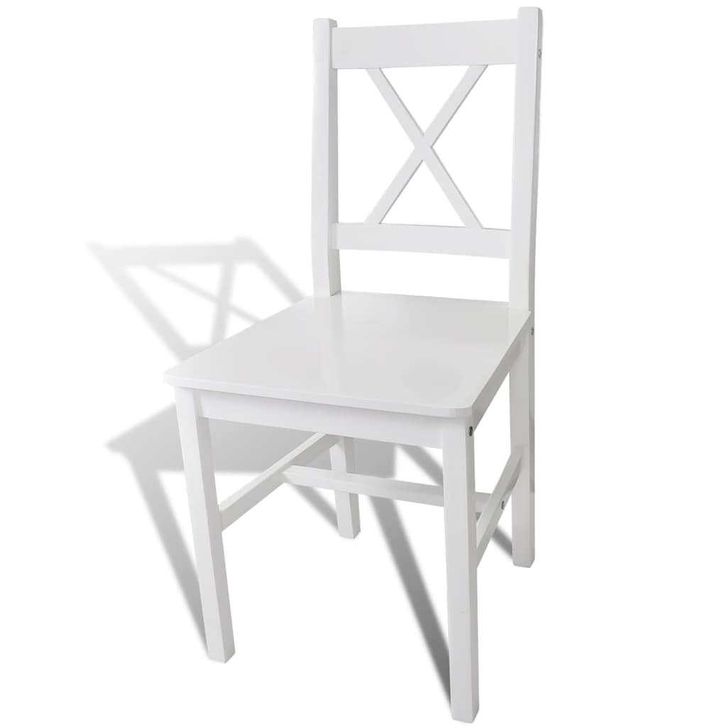 vidaXL Dining Chairs 6 pcs White Pinewood - 41.5 x 45.5 x 85.5 cm