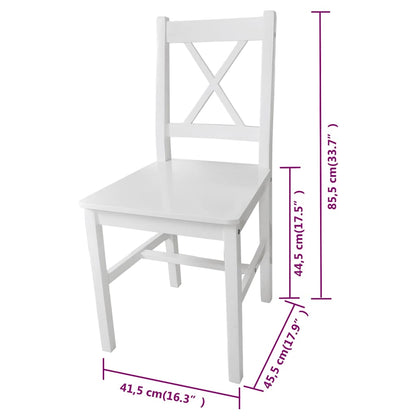 vidaXL Dining Chairs 6 pcs White Pinewood - 41.5 x 45.5 x 85.5 cm