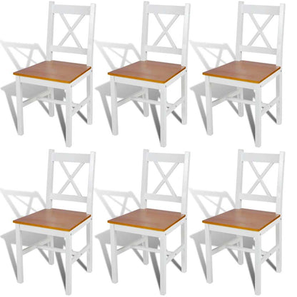 vidaXL Dining Chairs 6 pcs White Pinewood - 41.5 x 45.5 x 85.5 cm - 67986