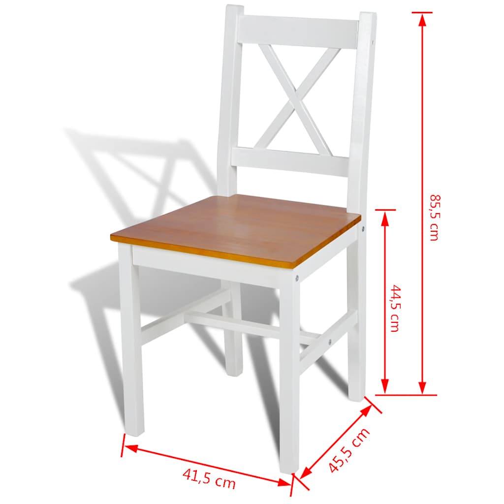 vidaXL Dining Chairs 6 pcs White Pinewood - 41.5 x 45.5 x 85.5 cm - 67986