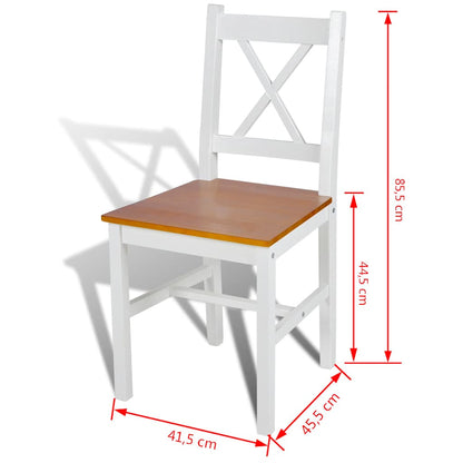 vidaXL Dining Chairs 6 pcs White Pinewood - 41.5 x 45.5 x 85.5 cm - 67986