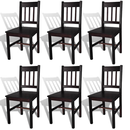 vidaXL Dining Chairs 6 pcs Dark Brown Pinewood - 41.5 x 45.5 x 86 cm