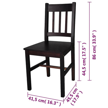vidaXL Dining Chairs 6 pcs Dark Brown Pinewood - 41.5 x 45.5 x 86 cm