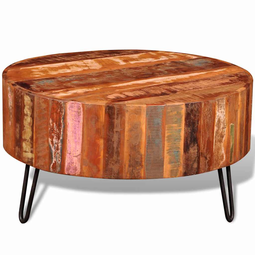 vidaXL Coffee Table Solid Reclaimed Wood Round - Brown - 70 x 38 x 70 cm