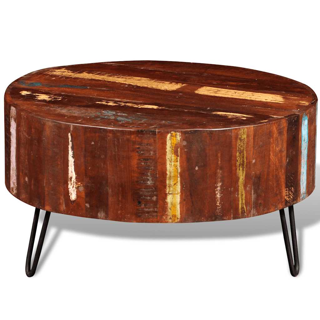 vidaXL Coffee Table Solid Reclaimed Wood Round - Brown - 70 x 38 x 70 cm