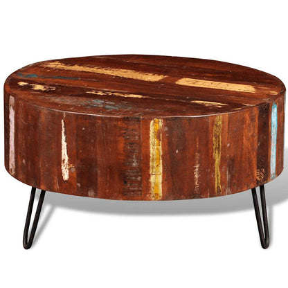 vidaXL Coffee Table Solid Reclaimed Wood Round - Brown - 70 x 38 x 70 cm