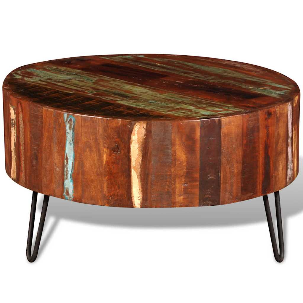 vidaXL Coffee Table Solid Reclaimed Wood Round - Brown - 70 x 38 x 70 cm