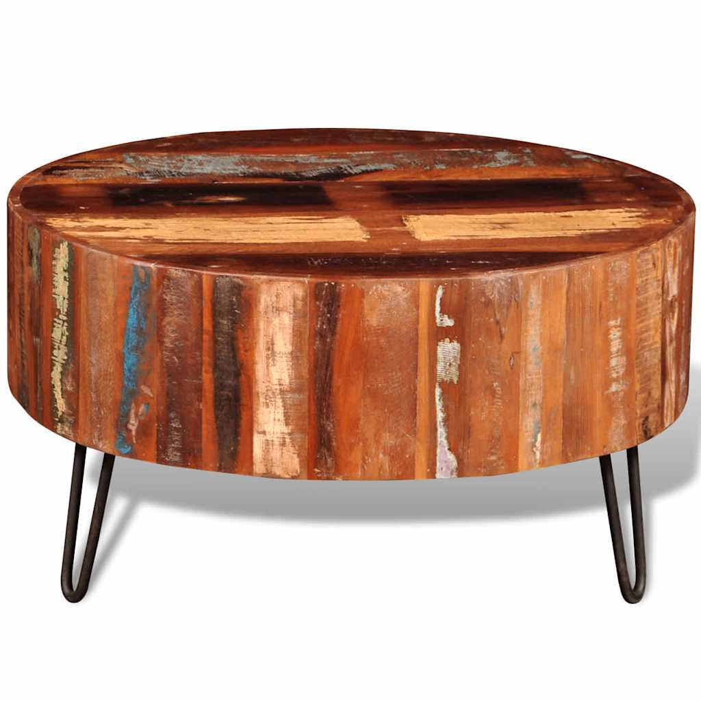 vidaXL Coffee Table Solid Reclaimed Wood Round - Brown - 70 x 38 x 70 cm
