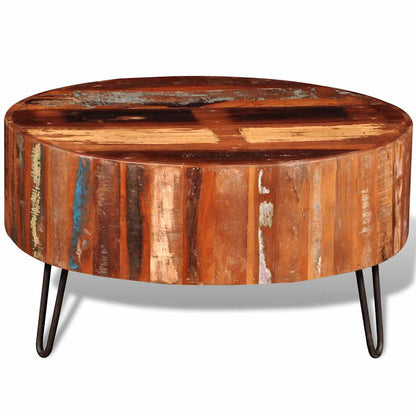 vidaXL Coffee Table Solid Reclaimed Wood Round - Brown - 70 x 38 x 70 cm