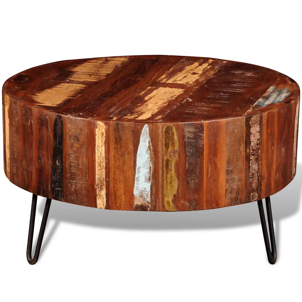 vidaXL Coffee Table Solid Reclaimed Wood Round - Brown - 70 x 38 x 70 cm