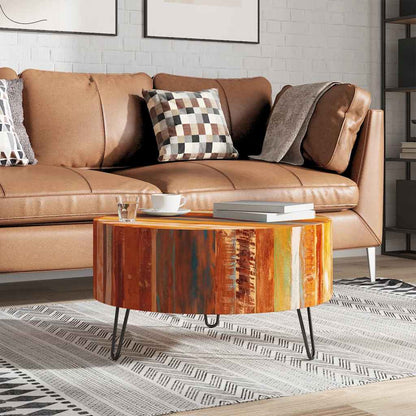 vidaXL Coffee Table Solid Reclaimed Wood Round - Brown - 70 x 38 x 70 cm