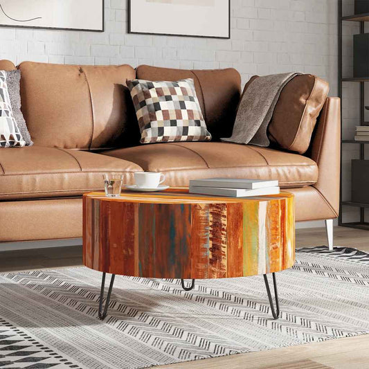 vidaXL Coffee Table Solid Reclaimed Wood Round - Brown - 70 x 38 x 70 cm