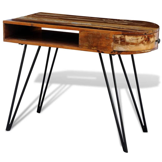 241641 vidaXL Desk Reclaimed Solid Wood with Iron Legs - Brown - 97 x 45 x 76 cm