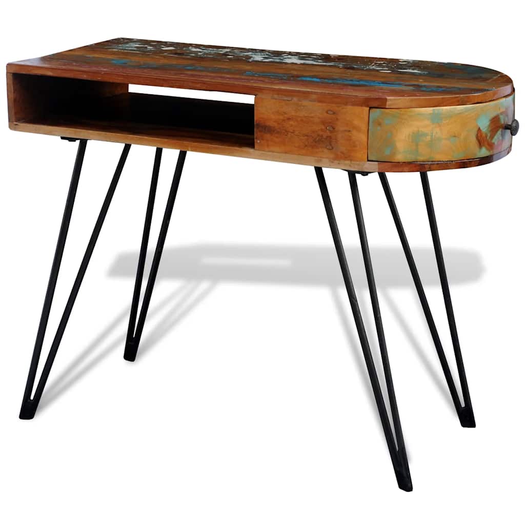 241641 vidaXL Desk Reclaimed Solid Wood with Iron Legs - Brown - 97 x 45 x 76 cm