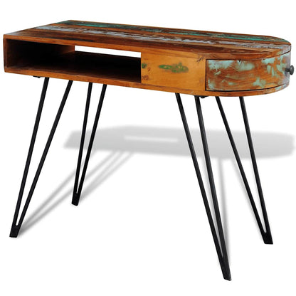 241641 vidaXL Desk Reclaimed Solid Wood with Iron Legs - Brown - 97 x 45 x 76 cm