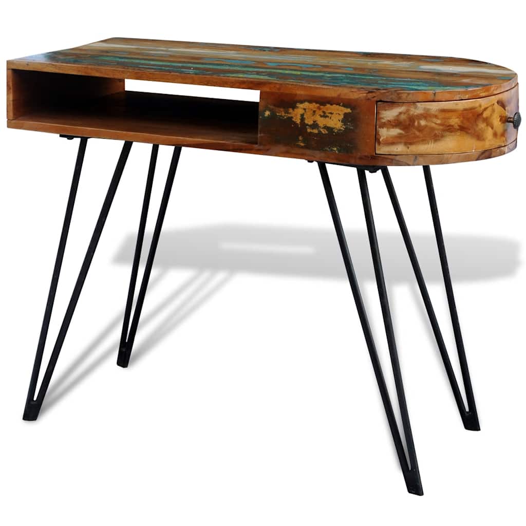 241641 vidaXL Desk Reclaimed Solid Wood with Iron Legs - Brown - 97 x 45 x 76 cm
