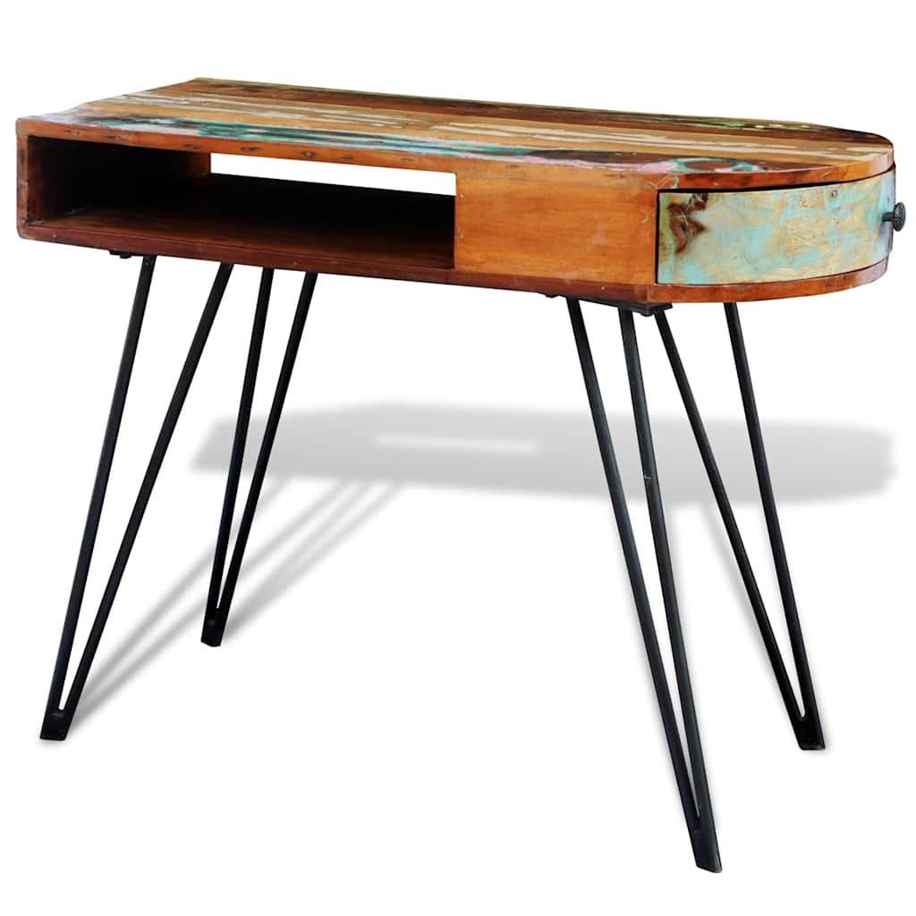 241641 vidaXL Desk Reclaimed Solid Wood with Iron Legs - Brown - 97 x 45 x 76 cm