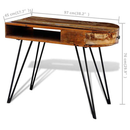 241641 vidaXL Desk Reclaimed Solid Wood with Iron Legs - Brown - 97 x 45 x 76 cm