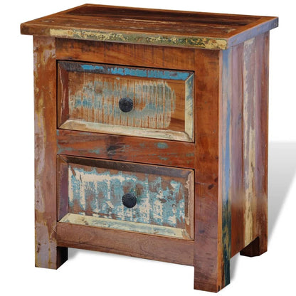 vidaXL Nightstand with 2 Drawers Solid Reclaimed Wood - Brown - 43 x 35 x 51 cm