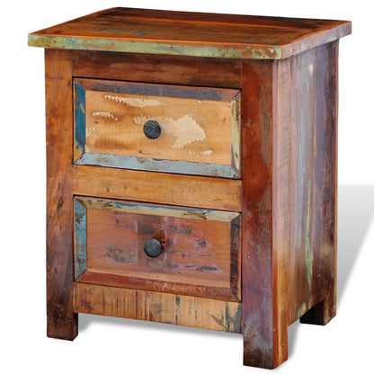 vidaXL Nightstand with 2 Drawers Solid Reclaimed Wood - Brown - 43 x 35 x 51 cm