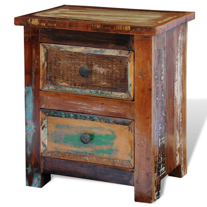 vidaXL Nightstand with 2 Drawers Solid Reclaimed Wood - Brown - 43 x 35 x 51 cm