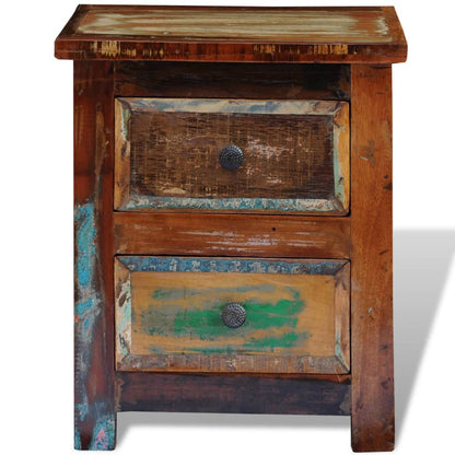 vidaXL Nightstand with 2 Drawers Solid Reclaimed Wood - Brown - 43 x 35 x 51 cm