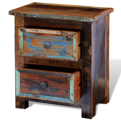 vidaXL Nightstand with 2 Drawers Solid Reclaimed Wood - Brown - 43 x 35 x 51 cm
