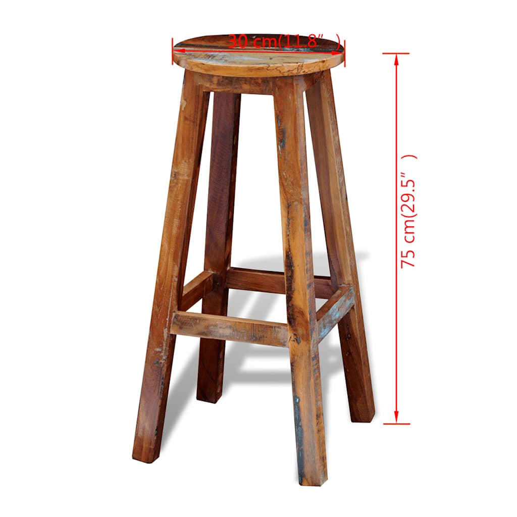 241647 vidaXL Bar Stool Solid Reclaimed Wood - Brown - 30 x 75 x 30 cm