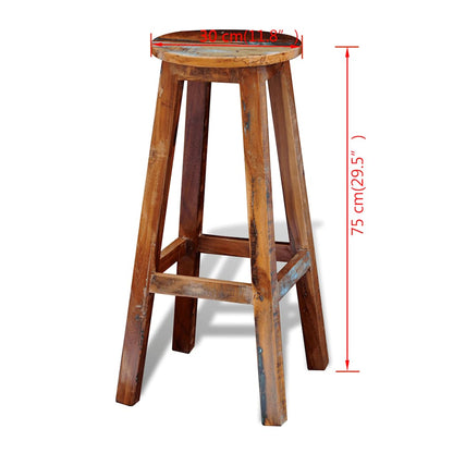 241647 vidaXL Bar Stool Solid Reclaimed Wood - Brown - 30 x 75 x 30 cm