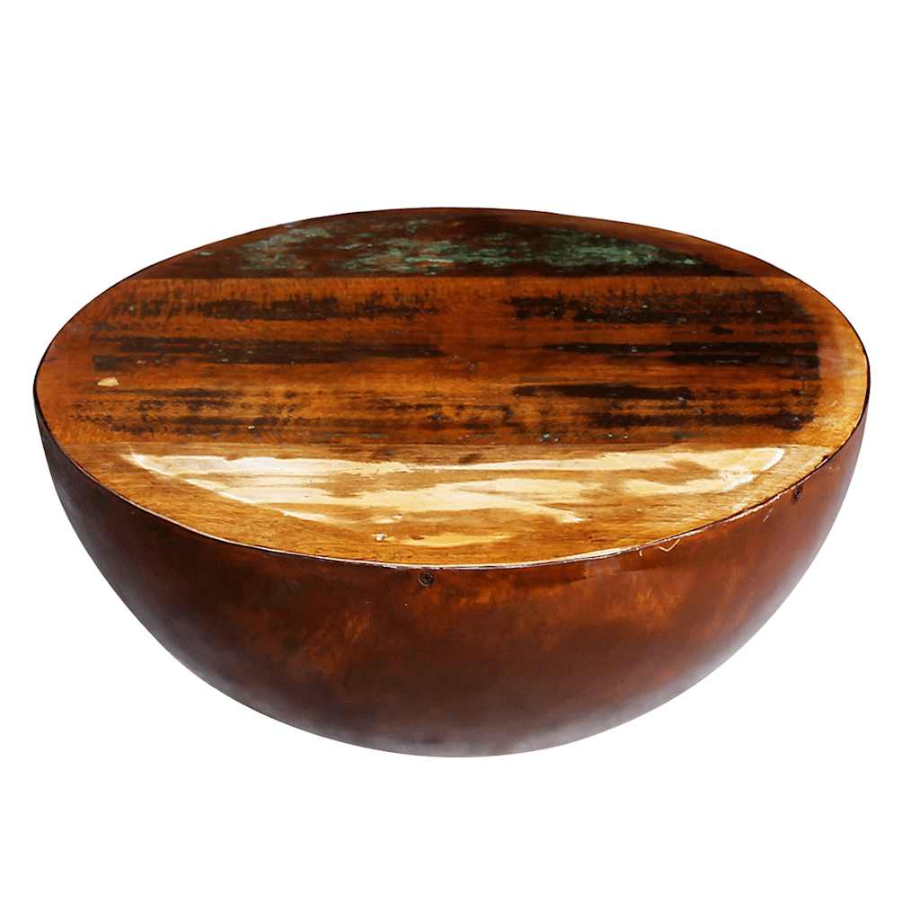 vidaXL Coffee Table Bowl-shaped with Steel Base Solid Reclaimed Wood - Brown - 60 x 28 x 60 cm