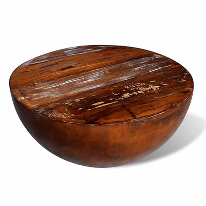 vidaXL Coffee Table Bowl-shaped with Steel Base Solid Reclaimed Wood - Brown - 60 x 28 x 60 cm