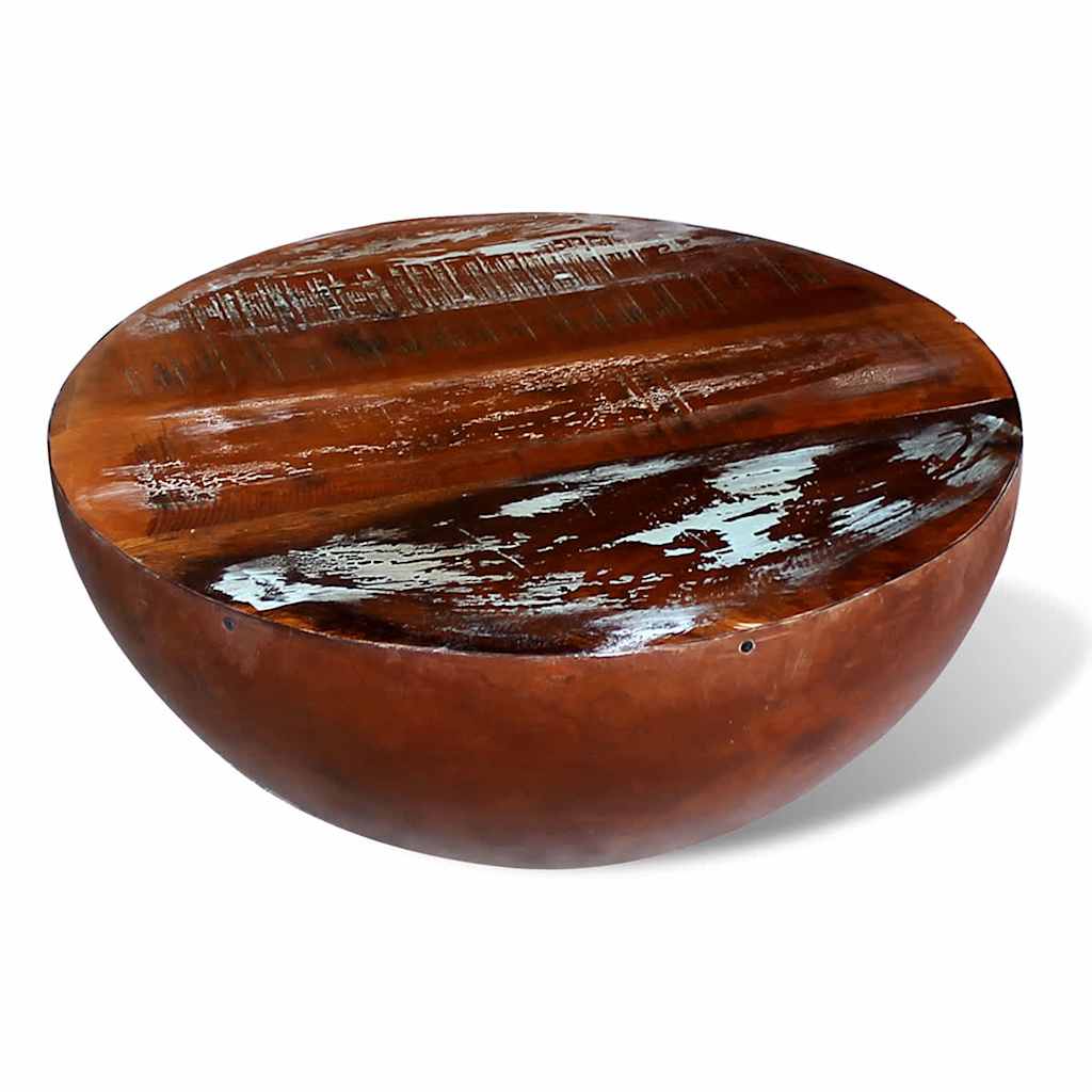 vidaXL Coffee Table Bowl-shaped with Steel Base Solid Reclaimed Wood - Brown - 60 x 28 x 60 cm