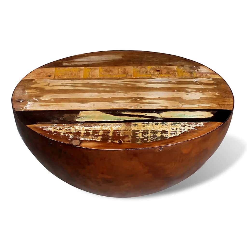 vidaXL Coffee Table Bowl-shaped with Steel Base Solid Reclaimed Wood - Brown - 60 x 28 x 60 cm