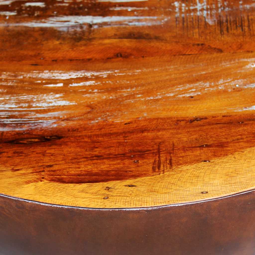 vidaXL Coffee Table Bowl-shaped with Steel Base Solid Reclaimed Wood - Brown - 60 x 28 x 60 cm