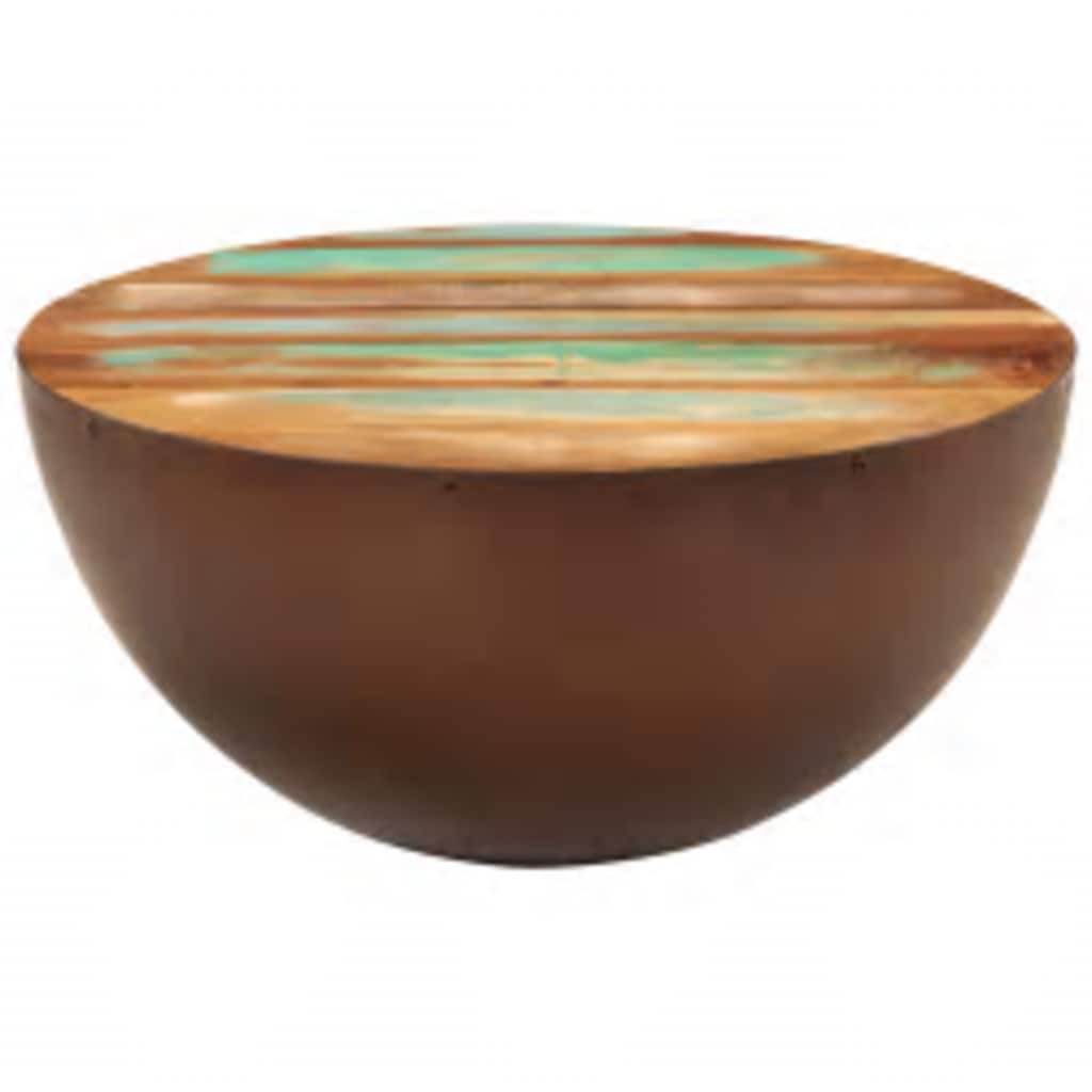 vidaXL Coffee Table Bowl-shaped with Steel Base Solid Reclaimed Wood - Brown - 60 x 28 x 60 cm
