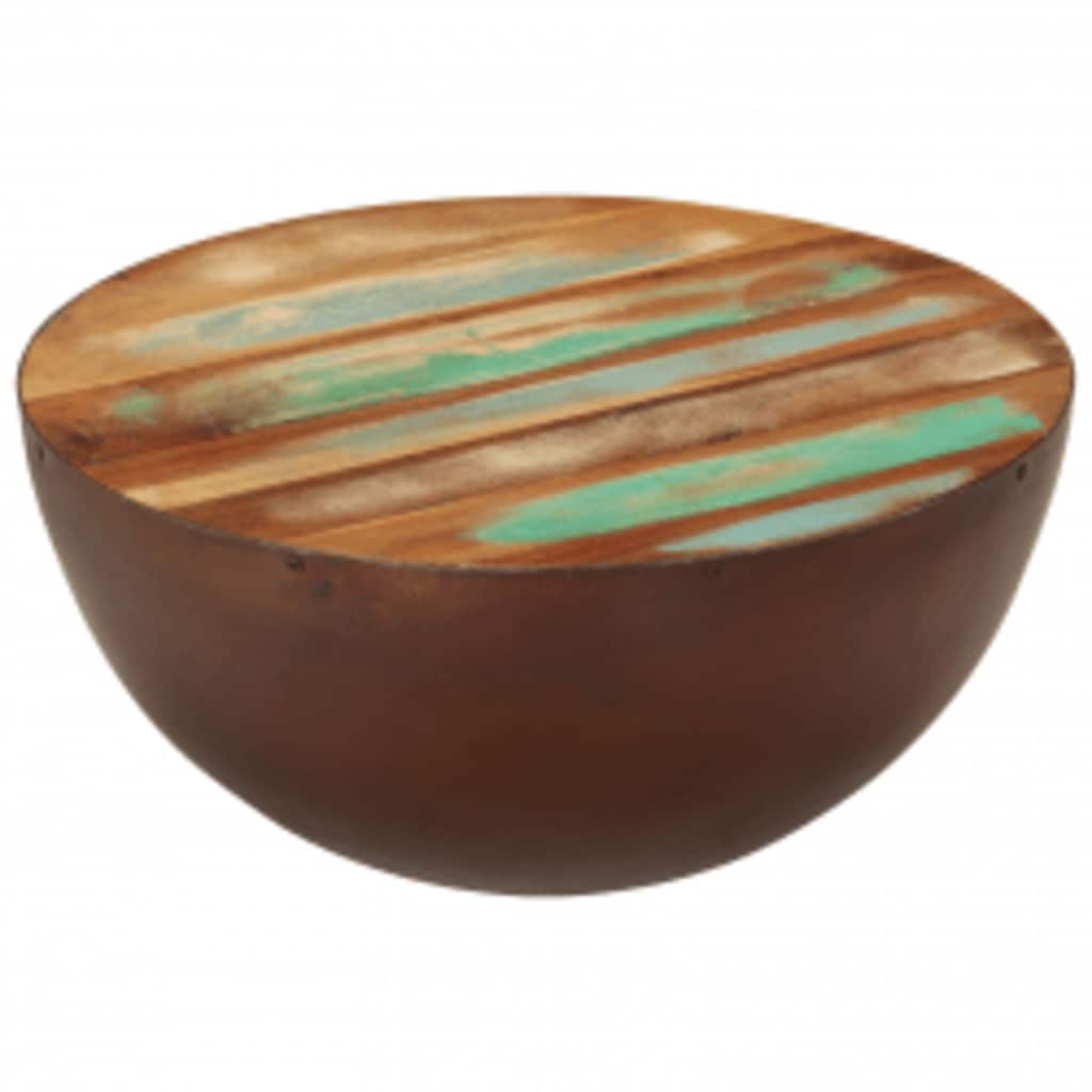 vidaXL Coffee Table Bowl-shaped with Steel Base Solid Reclaimed Wood - Brown - 60 x 28 x 60 cm