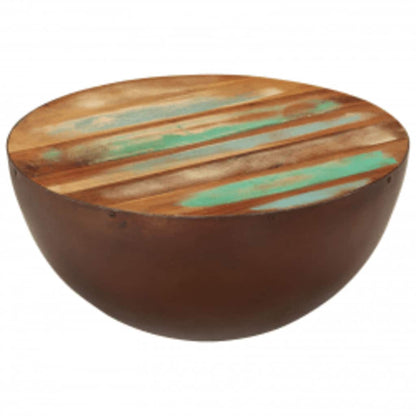 vidaXL Coffee Table Bowl-shaped with Steel Base Solid Reclaimed Wood - Brown - 60 x 28 x 60 cm