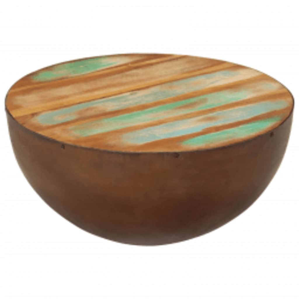 vidaXL Coffee Table Bowl-shaped with Steel Base Solid Reclaimed Wood - Brown - 60 x 28 x 60 cm