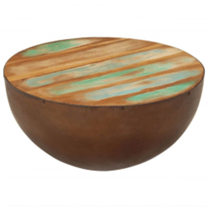 vidaXL Coffee Table Bowl-shaped with Steel Base Solid Reclaimed Wood - Brown - 60 x 28 x 60 cm