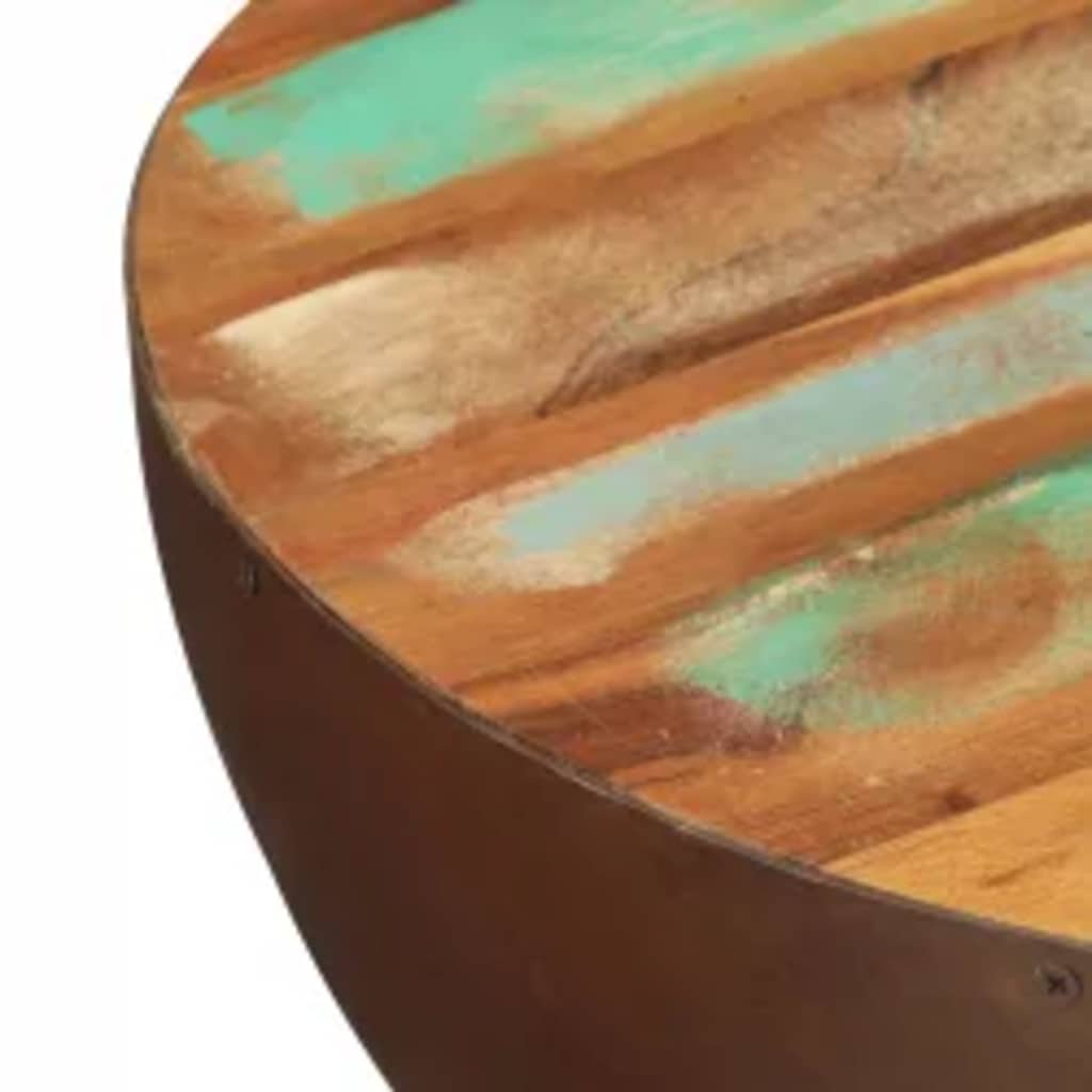 vidaXL Coffee Table Bowl-shaped with Steel Base Solid Reclaimed Wood - Brown - 60 x 28 x 60 cm