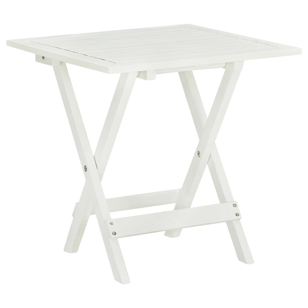 vidaXL Bistro Table White 46x46x47 cm Solid Acacia Wood - Brown